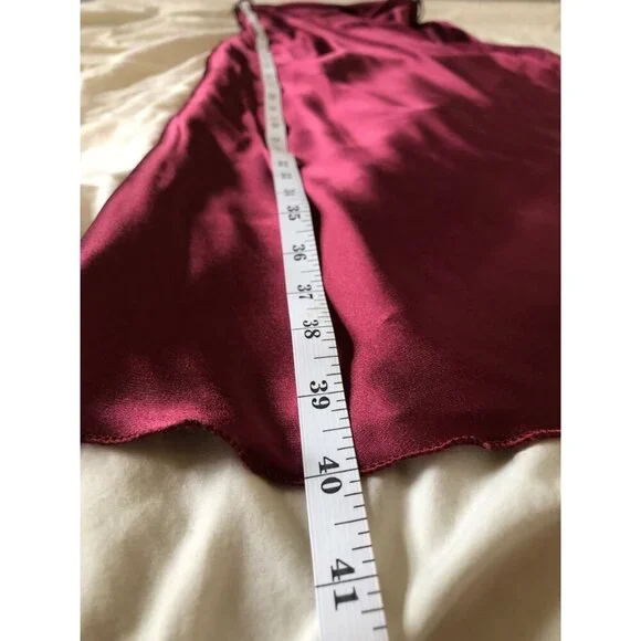 Bebe Satin Slip Dress Size S Burgundy Cowl Neck Midi Y2k Dance Prom Evening Date - Picture 11 of 11
